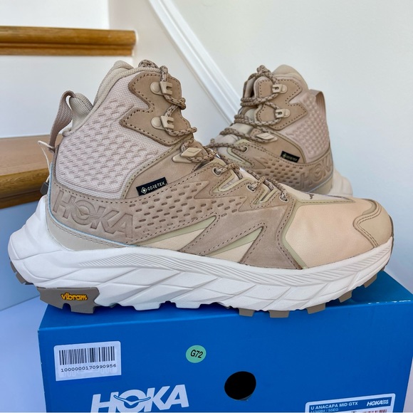 NWT Hoka Anacapa Mid GTX Hiking Shoes Shifting Sand / Eggnog Gore Tex Boots - Picture 5 of 16